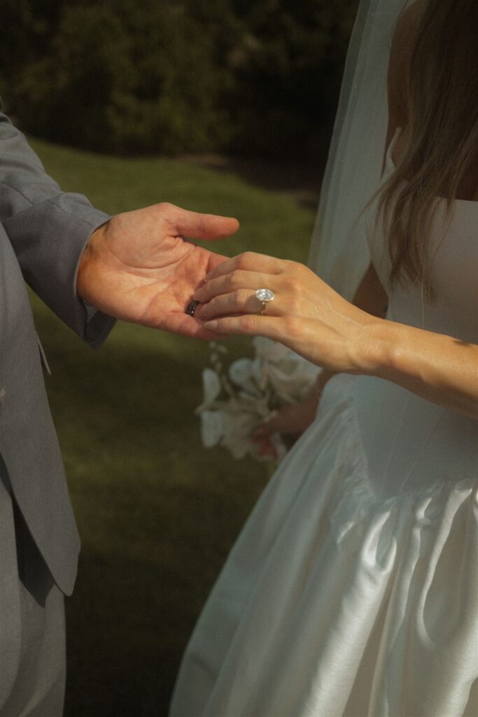 Bride and groom holding hands in Nashville, TN