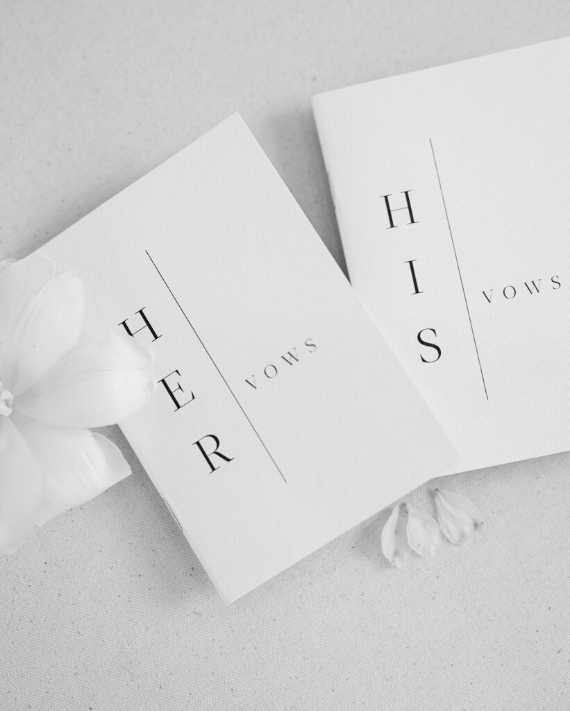 Bride and groom vow books