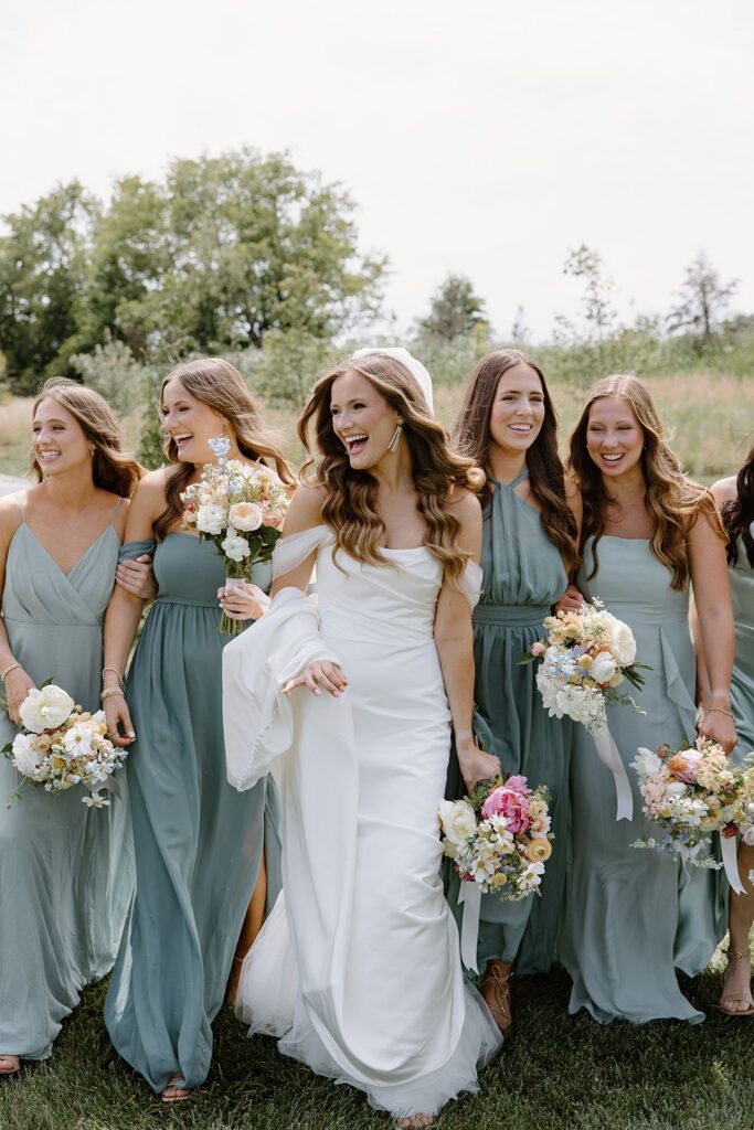Bride with her bridesmaids