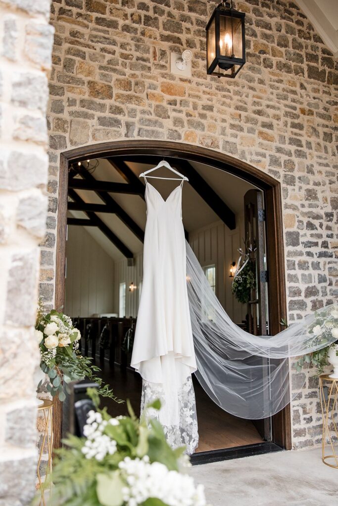 Wedding dress hanging