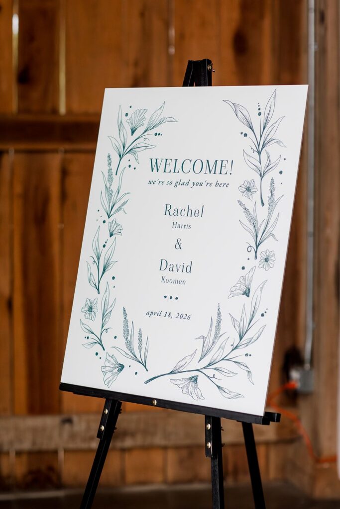 Wedding day print welcome sign