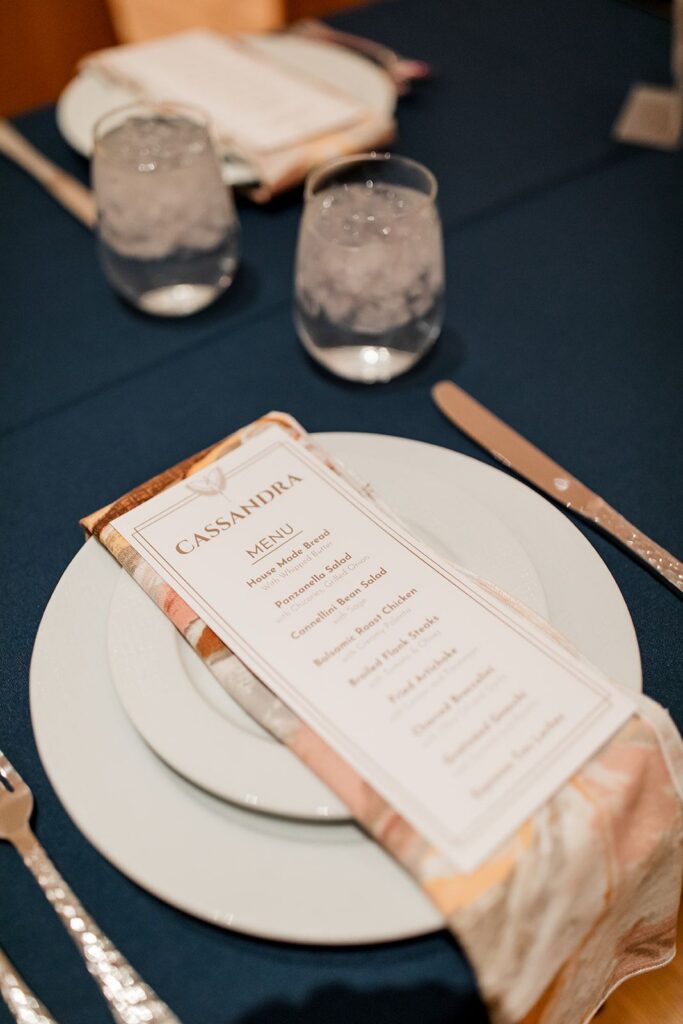 Menu at place setting