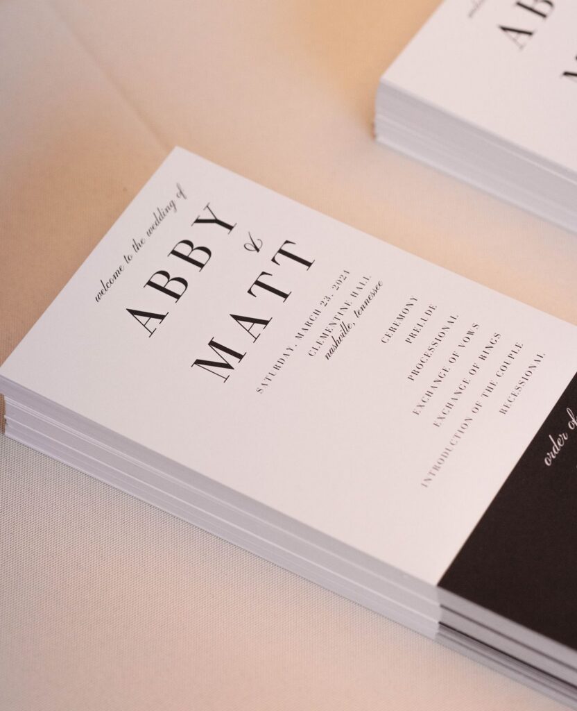 Wedding program in Nashville, TN