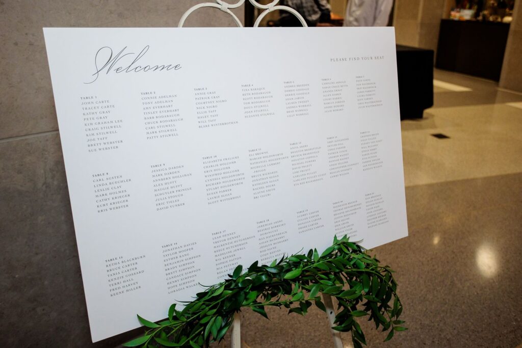 Wedding day print seating chart