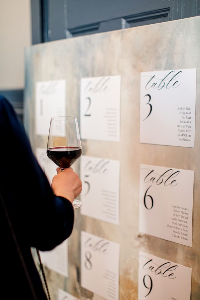 Wedding table number seating chart
