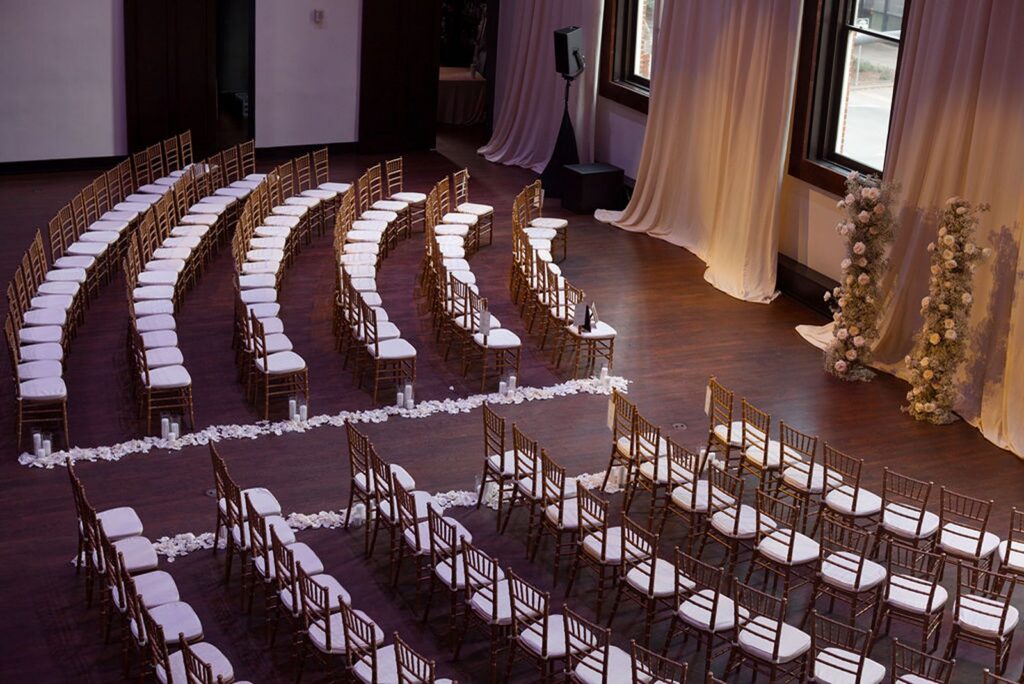 Wedding day rental ceremony chairs
