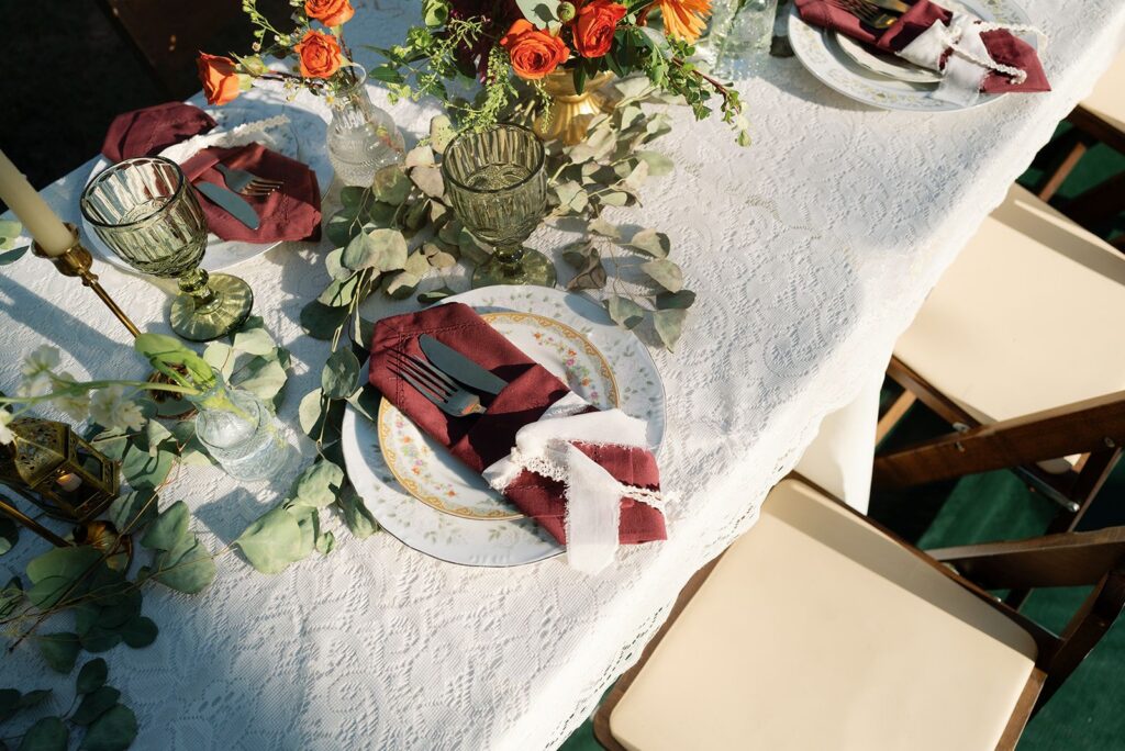 Wedding day rental place setting
