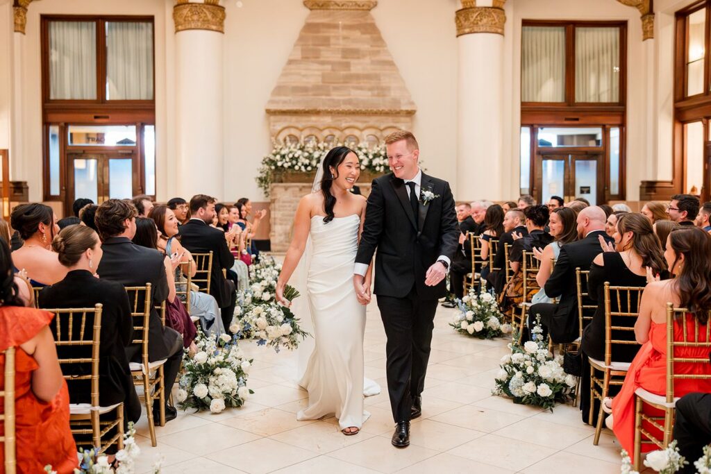Wedding timeline bride and groom leaving ceremony
