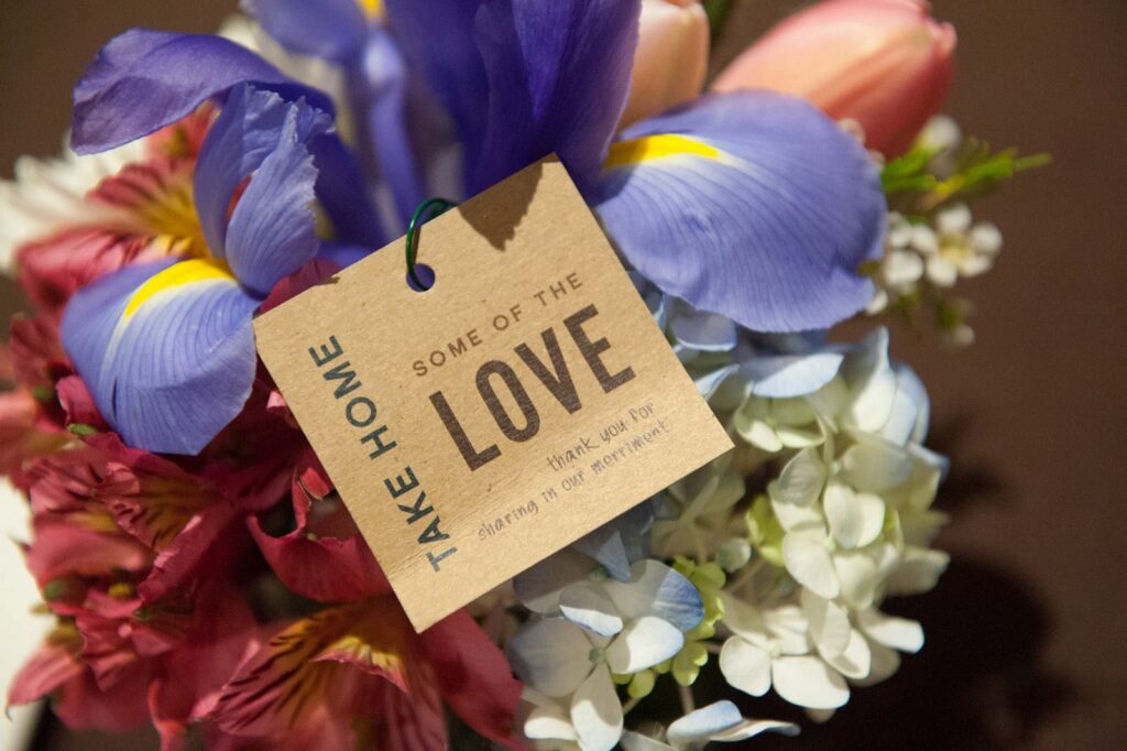 Wedding welcome bag florals