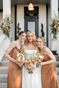 Bride and bridesmaids wearing the 2025 pantone color of the year